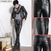 Pants Mens Fashion Multizipper Pu Leather Pants Nightclub Stage Singer Prom Faux Leather Pants Men Punk Rock Steampunk Trousers Male