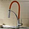 Bathroom Sink Faucets Becola Pull Down Kitchen Faucet Deck Mounted Sink Mixer Tap Hot and Cold Water Orange Faucet B-9205C Q240301