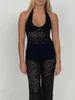 Vrouwen T-shirts Vrouwen Sheer Lace Halter Tank Tops Cropped Backless Shirt Zomer Mouwloos Hemdje Esthetische Grunge Kleding