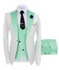 Splice Color 3 Pieces Men Suits Tuxedo Stand Collar Formal Suit Custom Size Single Breasted 3 Pockets Blazer+Vest+Pant