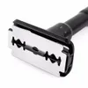 QShave Luxurious Black Adjustable Safety Razor Can Design Name on It Classic Stand Safety Razor Men Shaving 5 Gift Blades 240228