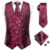 Coletes masculinos Hi-Tie Jacquard Silk Mens Vest Tie Hankerchief Cufflink Set Colete Jaqueta Gravata Casamento Negócios Ouro Rosa Bege Verde Azul