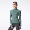 AL Veste de yoga à manches longues pour femme - Col montant - Taille serrée - Fermeture éclair complète - Fitness - Jogging - Décontracté - Manteau de course - Pouce Buck SweatTops