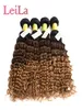 Brezilya İnsan Saçı 4Bundles Derin Dalga Kıvırcık 1B427 Ombre Bakire Saç Demetleri Leilabeauthair Deep Wave 1B427 Bundels1262777