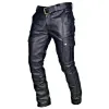 Calça calças de couro preto de outono para homens pu cutil slim fit calças skinny calça de couro de motocicleta punk masculino pilotando calças retas