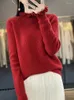 Women's Sweaters DjzDsm Women Merino Wool Top With Thick Ruffles Round Neck Warm Pullover Trend Simple Close-fitting Sweater 2024 Model