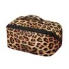 Kosmetiska väskor Stora kvinnliga sminkväska stor öppning mjuk textur ins leopard tryck resor smink