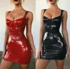 Casual Jurken Mode Slanke Effen Vrouwen Sexy Dirndl Latex Kunstleer Bodycon Party Cocktail Mini Jurk Zomer Clothes3421930