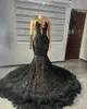 Blowly African Trumpet Evening Sukienki Formalne Sukienki Diamentowe cekiny Tassel Ruffles Black Girl Prom Slay For For Kobiet