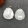 Pendant Necklaces White Shell Buddha Hand Carved MOP Laughing Charm For Necklace Making Buddhism Amulet Jewelry