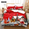 sets Christmas Snow Cartoon Gift Deer Bedding Set, Christmas Duvet Cover Set, Comfortable Breathable Duvet Cover, Christmas Xmas Gift