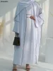 Этническая одежда Siskakia Модный мусульманский комплект из 3 предметов Скромный женский хиджаб и кардиган с поясом Открытые абайи без рукавов Под платьем Исламская одежда