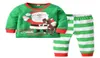 Printed Christmas Santa Claus Children Boys Girls Cotton Pajamas Set Green Striped Long Sleeve Toddler Baby Kids Tops Pants Cloth3549831