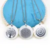 Pendant Necklaces 45x45mm Fashion Charming Natural Shell Circular Printing Necklace Metal Chain DIY Women's Jewelry Accessories