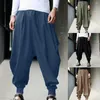 Herrenhose, Haremshose, Jogginghose, Hip Hop, elastische Taille, einfarbig, verstellbarer Kordelzug, lässig, Schrumpfmanschetten