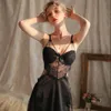Damska odzież sutowa Plus size seksowne kobiety Koronką nocną suknię dziecięcą Babydoll Erotyka Biecid Borter Podwiązanie Fishnet Transparent Set Nightdress