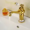 Robinets d'évier de salle de bains, tout en cuivre, finition dorée, robinet d'eau de Style européen et robinets mélangeurs froids, lavabo