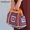 Schoudertassen het clutch chic granny square Gran handtas handgemaakte gesp portemonnee geweven jacquard tas groothandel T240301