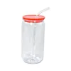 Pot Mason en plastique PP de 16oz, tasse monocouche en acrylique avec paille, canette Mason transparente de 500ml, tasse à boire en PP