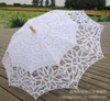 Bomull Brud Parasol Handgjorda Battenburg Lace Embroidery White Sun Paraply Elegant Wedding High Quality Po Props5333332