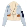 Women's Jackets Jackets Clothing Lamb Wool Denim Patchwork Coat Black Blue Winter Warm High Streetwear Plus Size XXL 240301