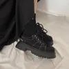 Sapatos de moda meninas ins tênis grossos novo estudante primavera martens botas sapatos femininos rendas fundo grosso terno tênis chaussure femm