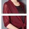 Cardigans Women Thin Cardigan Tops Summer Summer Under Mesh Cardigans tie tie tie Bow Shawl Coat Beach Shirt Jacket بالإضافة إلى حجم AB1443