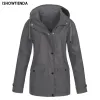 Vestes Trench Femme Veste d'extérieur Coupe-Vent imperméable Alpinisme Manteau à Capuche Automne Zip Up Vestes à Capuche imperméable vêtements d'extérieur