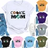 Kadın Tişörtleri Kurabiye Sevimli Bayi Kazak Kısa Kollu Gömlek Grafik Günlük Crewneck Mom Top