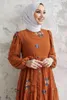 Etnische Kleding Midden-Oosten Moslim Bloemen Abaya Jurk Voor Vrouwen Elegante Arabische Femme Solid Lange Mouw Abaya Islam Turkije Jurken