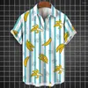 Camisas casuais masculinas camisa de frutas para homens verão manga curta tops lapela botão básico homem roupas praia férias roupas 2024