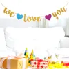 Party Decoration Baby Shower WE LOVE YOU Bunting Banner Decorative Gold Glitter Paper Hanging Garland