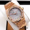 Damie nadgarstki zegarki sportowe AP zegarek męski zegarek Royal Oak Series 37 mm średnica 18K Rose Gold Original Diamond Automatic Mechanical Mens Watch Fashion Lux