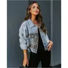 Women's Jackets Leopard Splicing Denim Jackets Fashion Trend Long Sleeve Cardigan Jean Coats Designer Winter New Slim Outerwear 240301