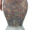 Scen Wear Luxury Sheer ärmlösa Sparkly Crystals Beaded White Feather Dresses Black Girls Short Prom Birthday Party Gowns Meihua