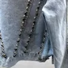 Kurtki damskie kurtki odzieży odzieży wierzchnia Diamentowe dżinsowe ubranie Krótki szczupły płaszcz chaqueta de mezcllila 240301