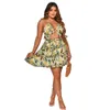 AM6010 Women's Fashion Sexy Printed Lace Off Back Dress