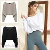 Yoga set fitness top short loose jacket Yoga sweater short jacket tennis sports dance long sleeved T-shirt