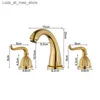 Bathroom Sink Faucets ZGRK antique brass decorative bathroom bathtub faucet two handed handle 3-piece basin mixer gold sink Q240301