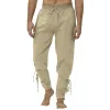 Spodnie męski pasek kostki bandaż mankiet mankiet vintage średniowieczny kostium z sznurkiem solidne spodnie kolorów męskie spodnie swobodne pantelony hombre