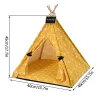 Mats Canvas Pet Tent Pet Teepee Dog Tent House Cat Bed Puppy Cat Indoor Outdoor Pet Teepee with Cushion Portable Dog Tent Supplies