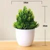 Decorative Flowers Artificial Plant Bonsai Green Plastic Small Tree Pot Fake Flower Potted Ornaments For Home Room Table Garden El Decor