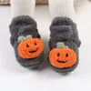 Stivali Stivaletti di Halloween per bambini Morbidi zucchine per bambini Pantofole invernali in caldo pile Scarpe da presepe da neve