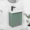 Robinets de lavabo de salle de bain Vanité de salle de bain élégante de 16 pouces avec lavabo et porte à fermeture douce Q240301