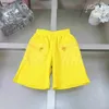 Luxo bebê tracksuits verão t-shirt conjunto crianças roupas de grife tamanho 100-150 cm criança camisa polo e bolso grande shorts amarelos 24feb20