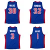 Basketball jersey Rasheed Wallace #30 Richard Hamilton #32 Chauncey Billups #1 Ben Wallace #3 2003-04 retro S-XXL jersey