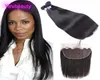 Indian Raw Virgin Hair Products 1030 tum raka 3 buntar med 13x6 spets frontala babyhår naturlig färg Hela 4 bitar4169479