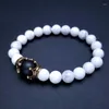 Strand pärlstav armband handgjorda natursten blank svarta onyx pärlor armband med kort charm armband män kvinnor mode yoga energi