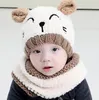 Winter Baby Hat and Scarf Cute 3D Cat Crochet Knitted Caps for Infant Boys Girls Children Kids Neck Warmer