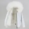 Pelliccia MENINA BONITA 2022 Impermeabile Bomber Parka Giacca Invernale da Donna Vera Pelliccia di Volpe Cappotto di Volpe Naturale Collo di Pelliccia di Procione Cappuccio Rimovibile